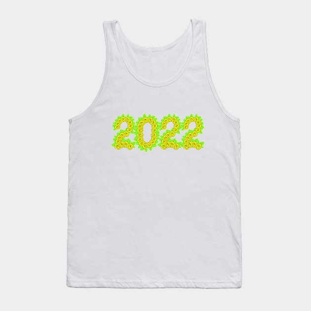2022 created with yellow roses and green leaves Tank Top by Blue Butterfly Designs 